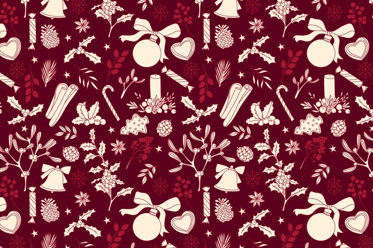 Free Vector realistic hand drawn christmas pattern