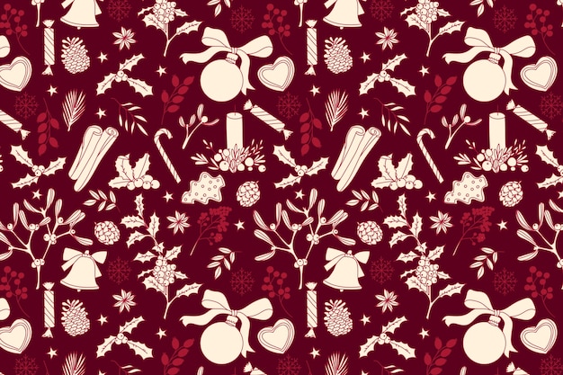 Realistic hand drawn christmas pattern