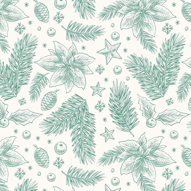 Realistic hand drawn christmas pattern