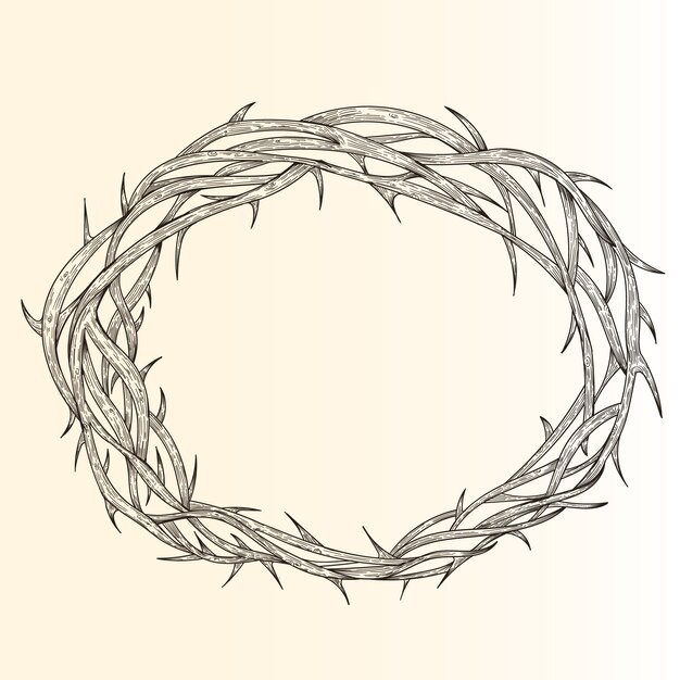 Realistic hand drawn crown of thorns