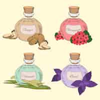 Free vector realistic hand drawn essential oil bottle pack