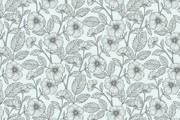 Realistic hand drawn floral background