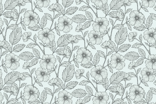 Realistic hand drawn floral background