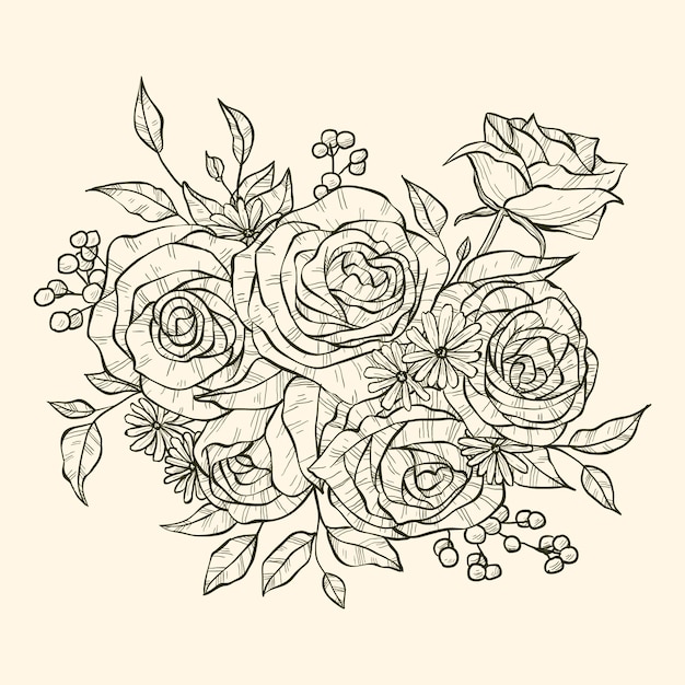 Free Vector realistic hand drawn floral bouquet