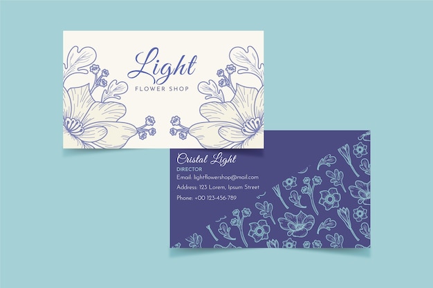 Free vector realistic hand drawn floral business card template