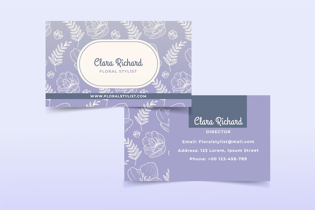 Free vector realistic hand drawn floral business card template