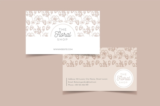Free vector realistic hand drawn floral business card template