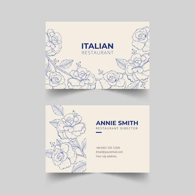 Free vector realistic hand drawn floral business card template