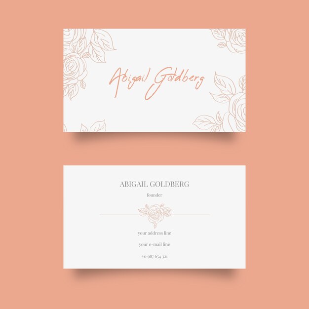 realistic hand drawn floral business card template