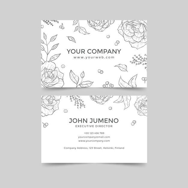 Free vector realistic hand-drawn floral business card template