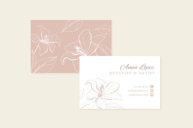 Free vector realistic hand-drawn floral business card template