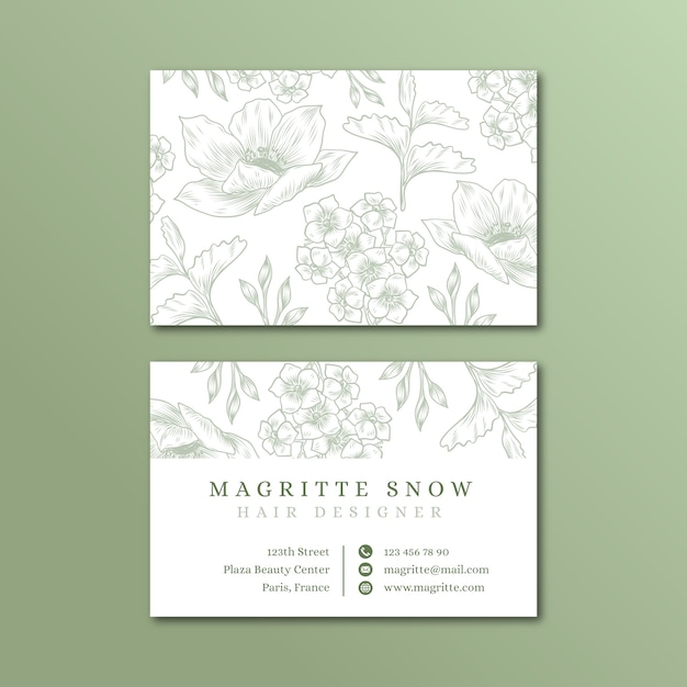 Free vector realistic hand drawn floral business card template