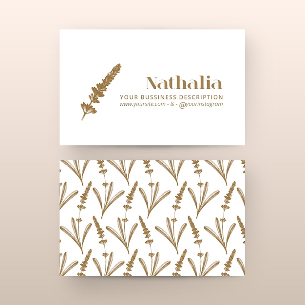 Realistic hand drawn floral company card template