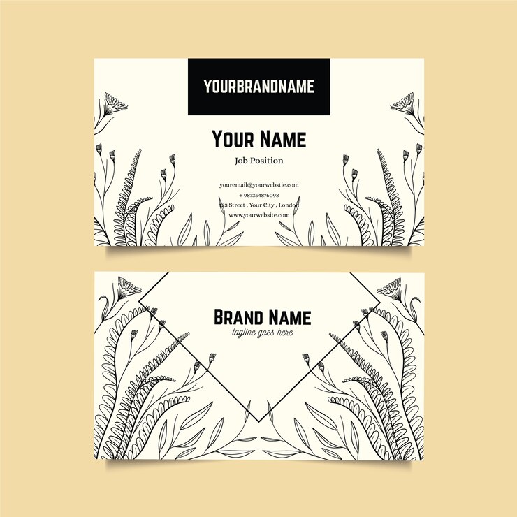 Free Vector realistic hand drawn floral company card