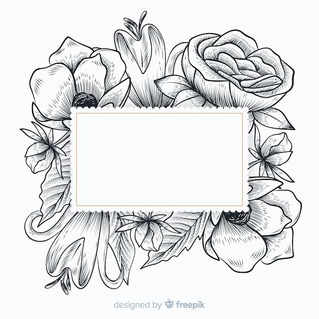 Free vector realistic hand drawn flowers with blank banner