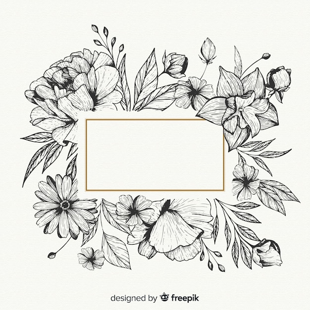 Free vector realistic hand drawn flowers with blank banner