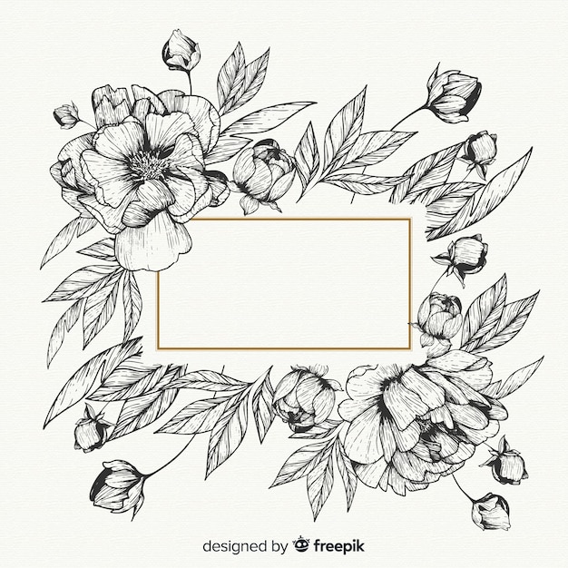 Free vector realistic hand drawn flowers with blank banner