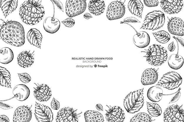 Realistic hand drawn food background