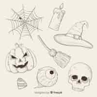 Free vector realistic hand drawn halloween collection