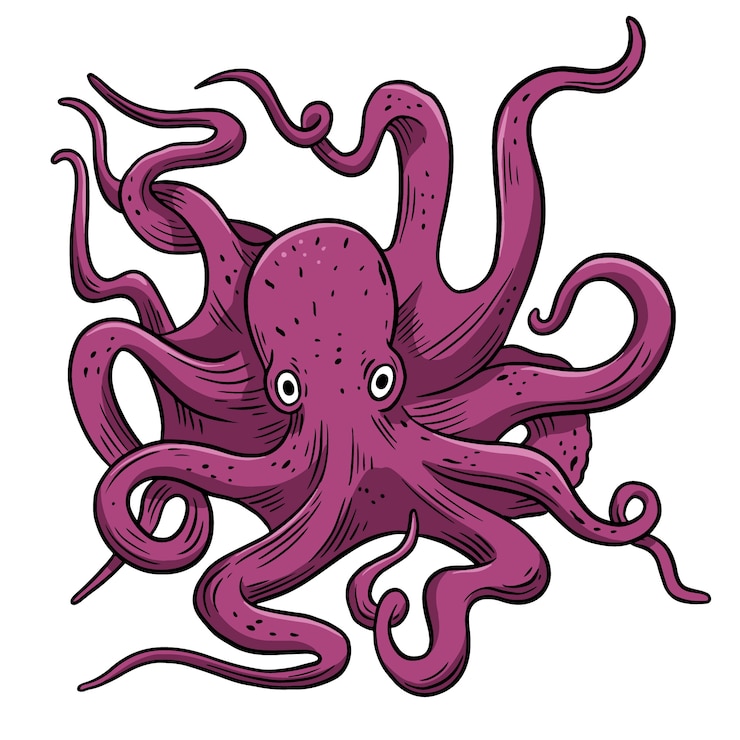 Free Vector realistic hand drawn octopus