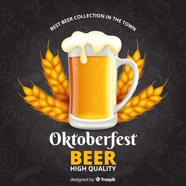 Free vector realistic hand drawn oktoberfest background