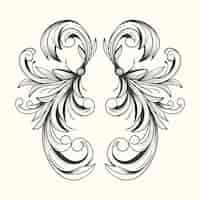 Free vector realistic hand drawn ornamental border in baroque style