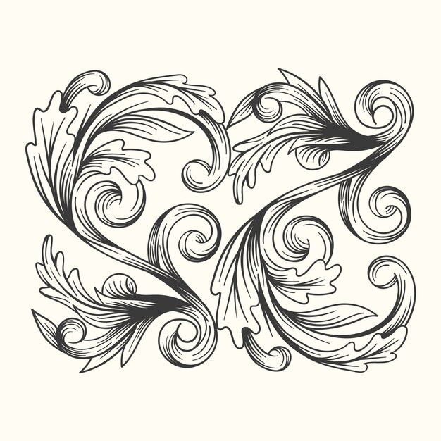 Realistic hand-drawn ornamental border