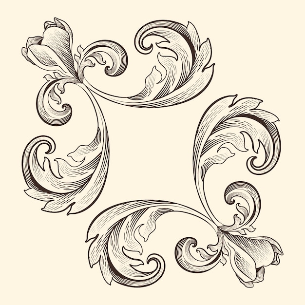 Realistic hand-drawn ornamental border