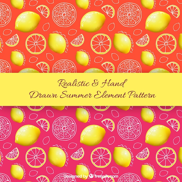 Free vector realistic and hand drawn summer element patterns