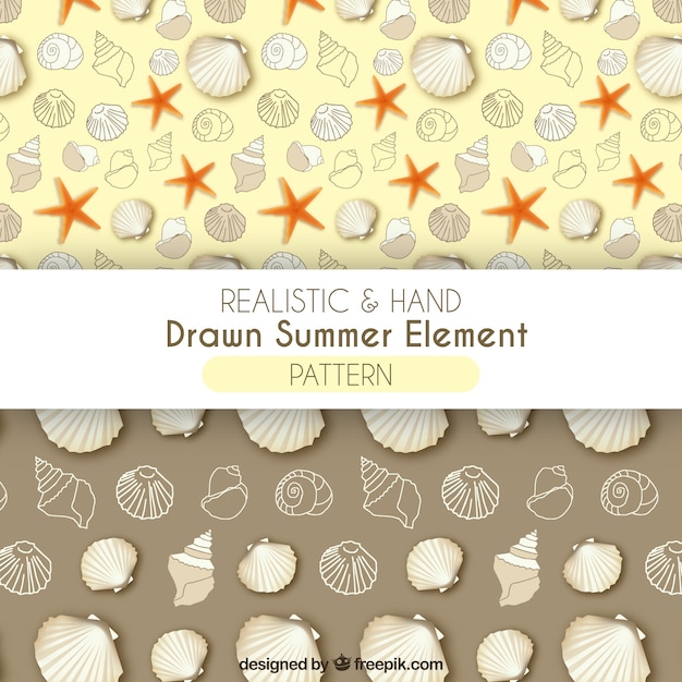 Free vector realistic and hand drawn summer element patterns