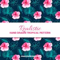 Free vector realistic hand drawn tropical pattern