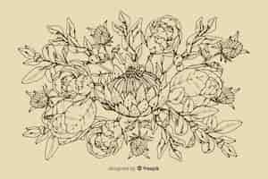 Free vector realistic hand drawn vintage floral bouquet