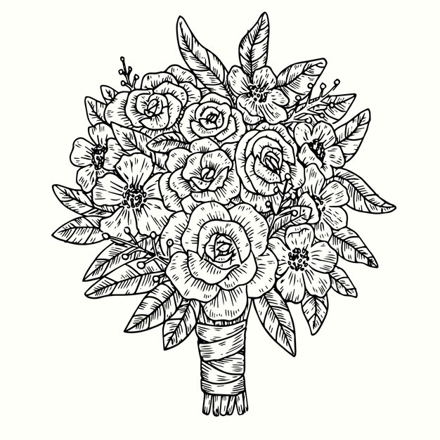 Realistic hand drawn vintage floral bouquet