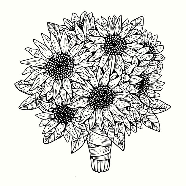 現実的な手描きのヴィンテージの花の花束