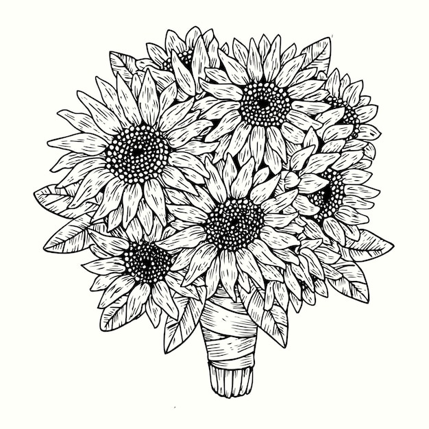 Realistic hand drawn vintage floral bouquet