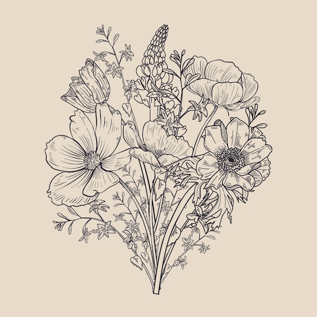 Free Vector | Hand drawn floral bouquet