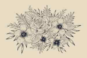 Free vector realistic hand drawn vintage floral bouquet