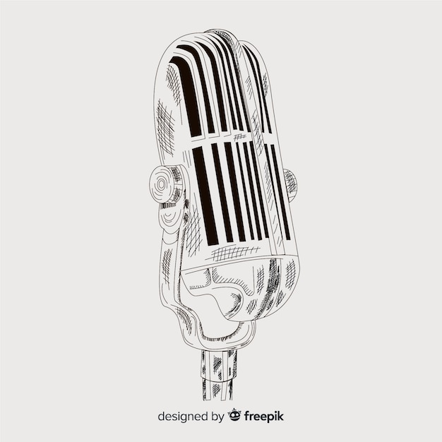 Free vector realistic hand drawn vintage microphone