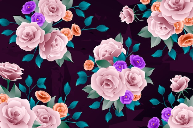 Realistic hand-painted floral background