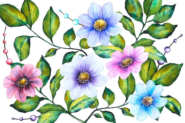 Free vector realistic hand-painted floral background