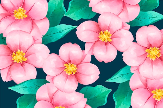 Realistic hand painted floral background