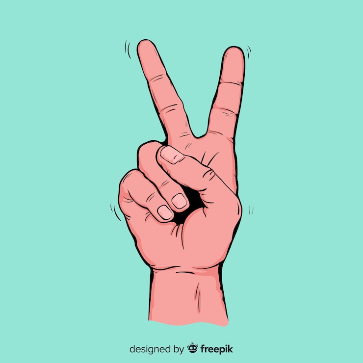 Free Vector realistic hand peace sign background