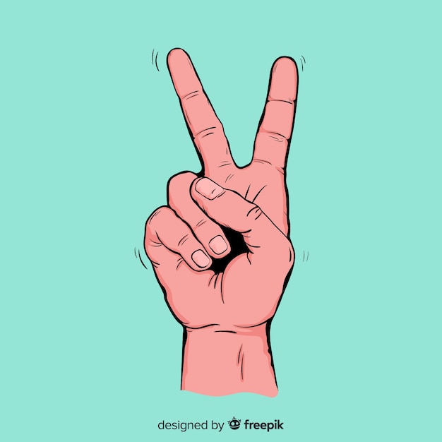 Realistic hand peace sign background