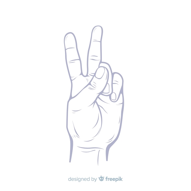 Realistic hand peace sign background