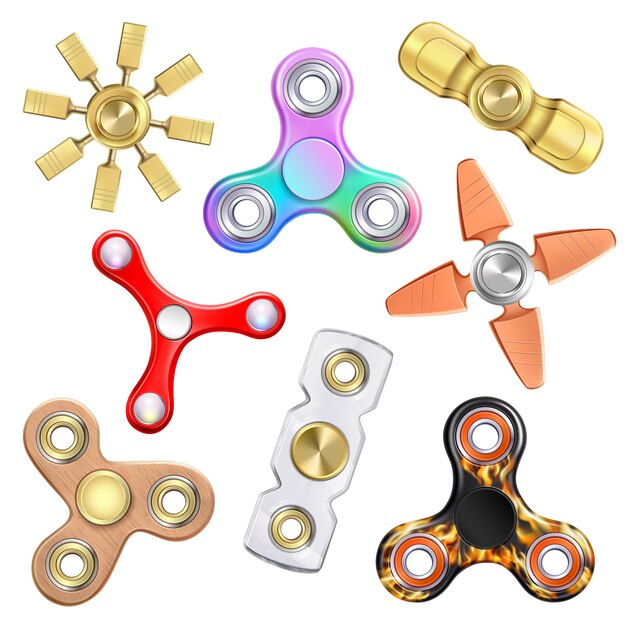 Free vector realistic hand spinners collection