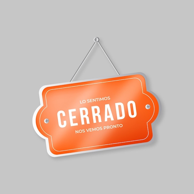 Free vector realistic hanged orange cerrado signboard