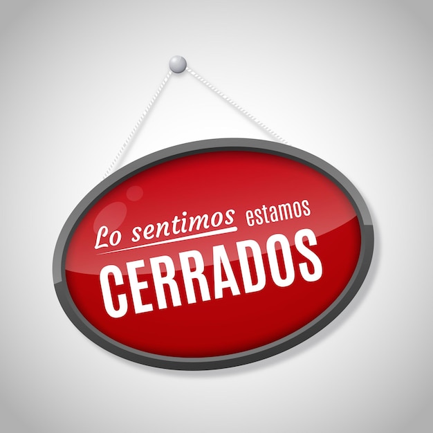 Free vector realistic hanged red cerrado signboard