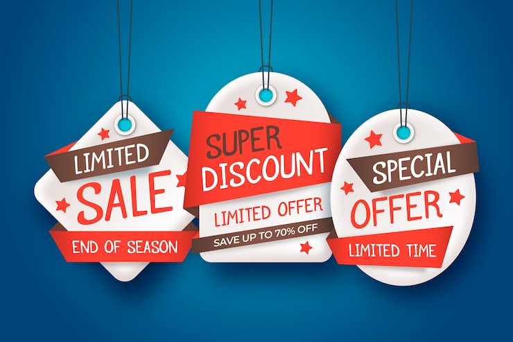 Free Vector realistic hanging sales label collection