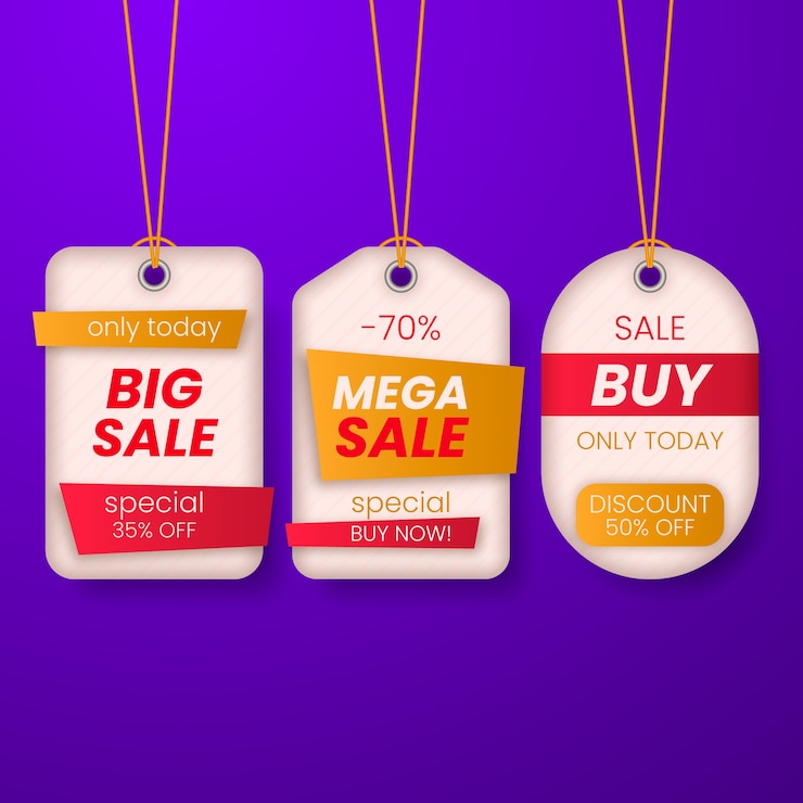 Free Vector realistic hanging sales label collection