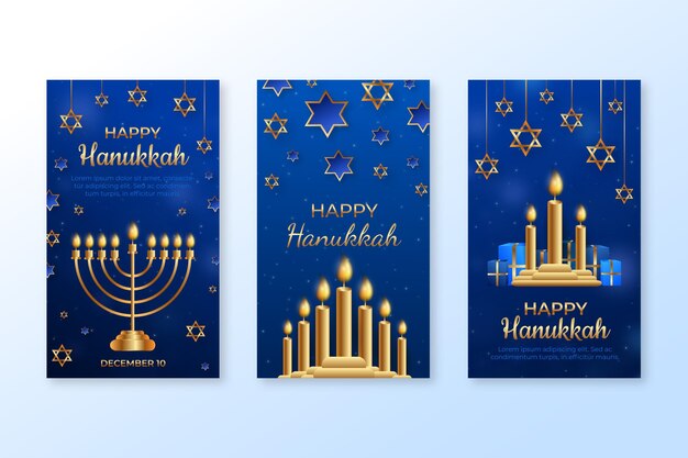 Realistic hanukkah instagram stories collection